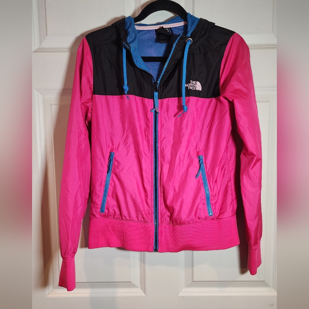 The North Face Women's Bluewind Pink Black Zip Up Lightweight Jacket M